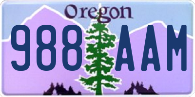 OR license plate 988AAM