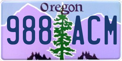 OR license plate 988ACM