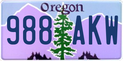 OR license plate 988AKW