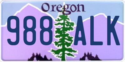 OR license plate 988ALK