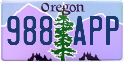 OR license plate 988APP