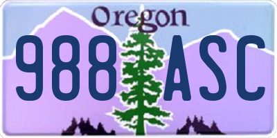 OR license plate 988ASC