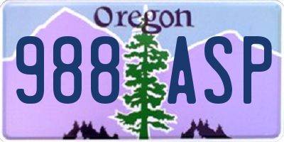 OR license plate 988ASP