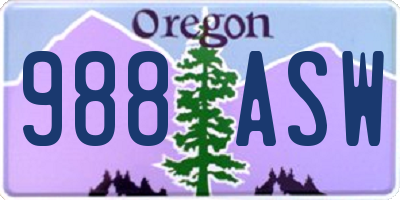 OR license plate 988ASW