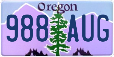 OR license plate 988AUG