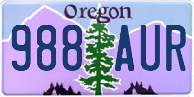 OR license plate 988AUR