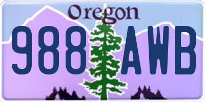 OR license plate 988AWB