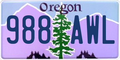 OR license plate 988AWL