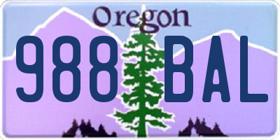 OR license plate 988BAL