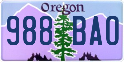 OR license plate 988BAO