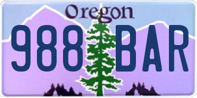 OR license plate 988BAR