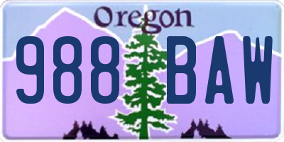 OR license plate 988BAW