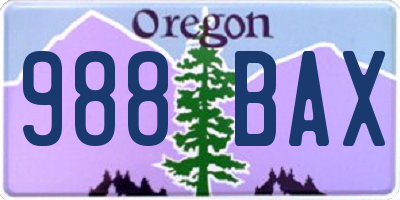 OR license plate 988BAX