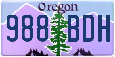 OR license plate 988BDH