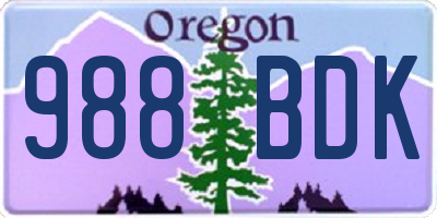 OR license plate 988BDK