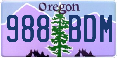 OR license plate 988BDM