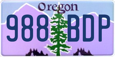 OR license plate 988BDP