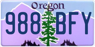 OR license plate 988BFY