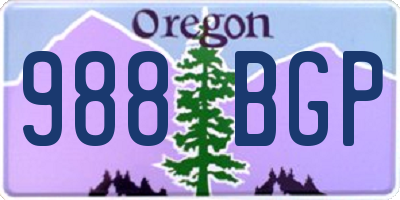 OR license plate 988BGP