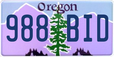 OR license plate 988BID