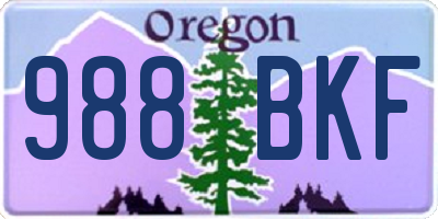 OR license plate 988BKF