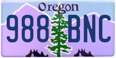 OR license plate 988BNC