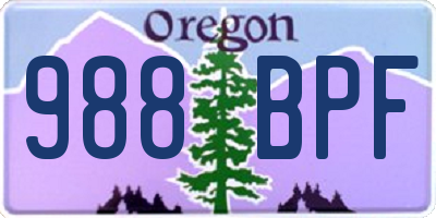 OR license plate 988BPF