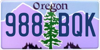 OR license plate 988BQK