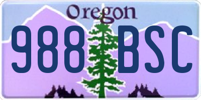 OR license plate 988BSC