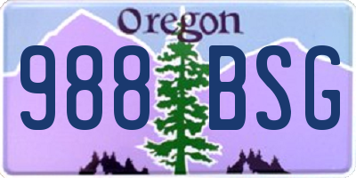 OR license plate 988BSG