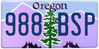 OR license plate 988BSP