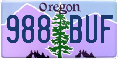 OR license plate 988BUF