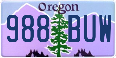 OR license plate 988BUW