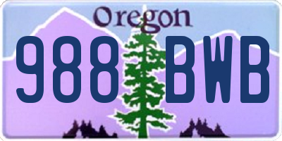 OR license plate 988BWB