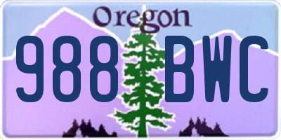 OR license plate 988BWC