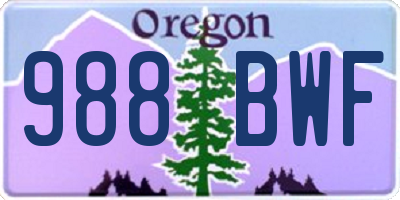 OR license plate 988BWF