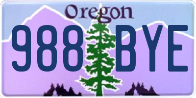 OR license plate 988BYE