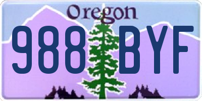 OR license plate 988BYF