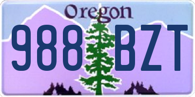 OR license plate 988BZT