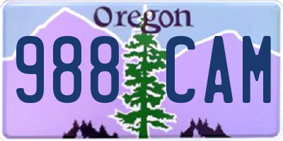 OR license plate 988CAM