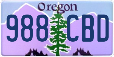 OR license plate 988CBD