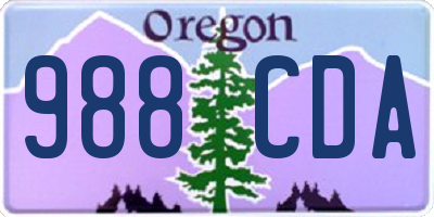 OR license plate 988CDA