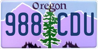 OR license plate 988CDU