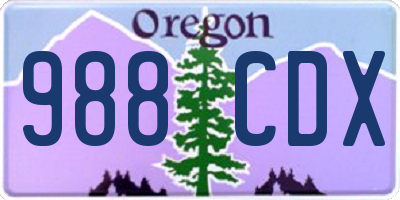 OR license plate 988CDX