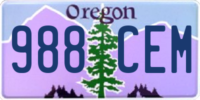 OR license plate 988CEM