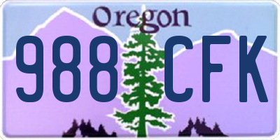 OR license plate 988CFK