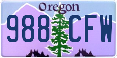 OR license plate 988CFW