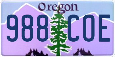 OR license plate 988COE