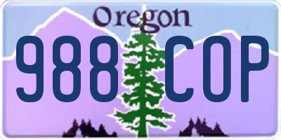 OR license plate 988COP