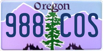 OR license plate 988COS